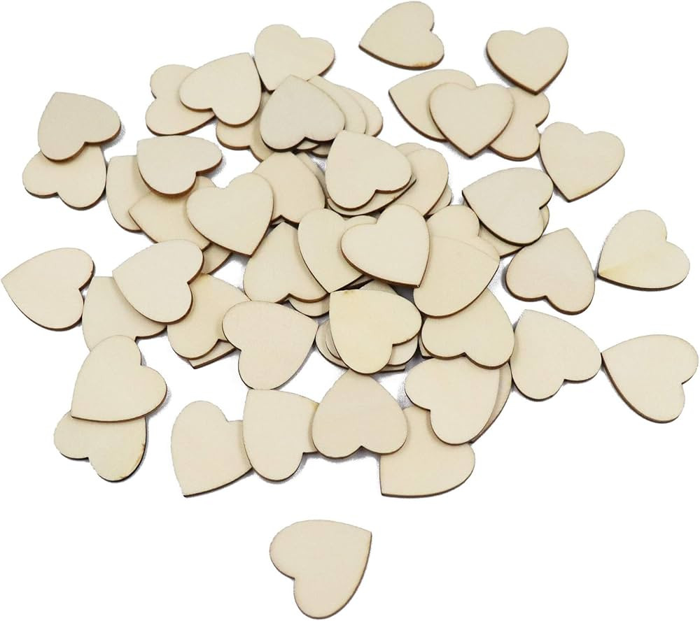 Sowaka 60 Pcs 1.2 Inch Heart Wood Slices Natural Unfinished Wooden Smooth Small Ornaments Pieces ... | Amazon (US)