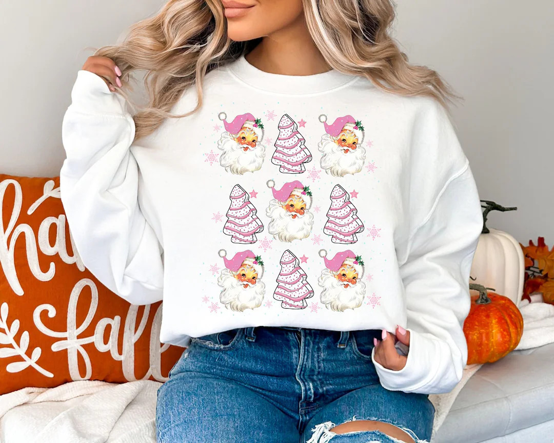 Christmas Sweatshirt, Santa Sweatshirt, Christmas Tree Cake Sweatshirt, Little Debbie Tree Cake S... | Etsy (US)