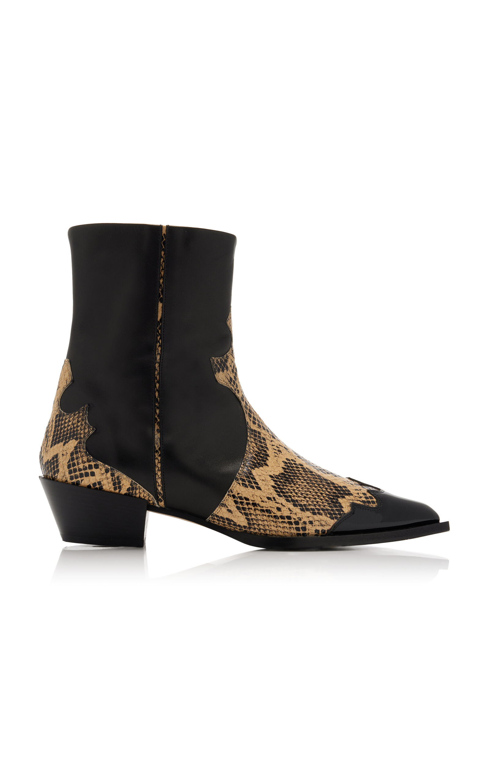 Hester Snake-Print Leather Western Boots | Moda Operandi (Global)