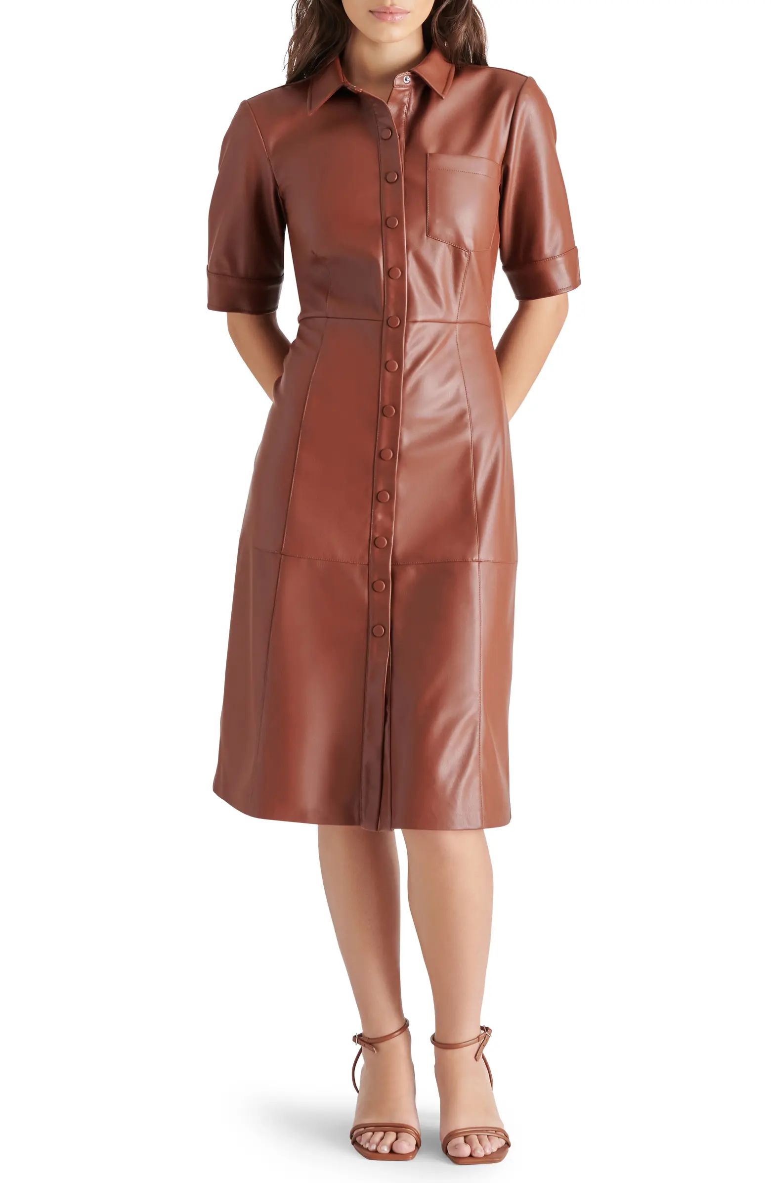 Steve Madden Laken Faux Leather Shirtdress | Nordstrom | Nordstrom