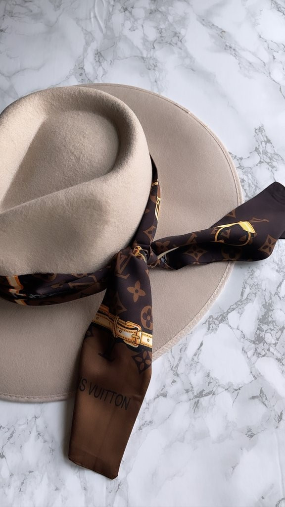 NEW!!  "Designer Inspired" Hat Scarf in Brown & Gold | Glitzy Bella