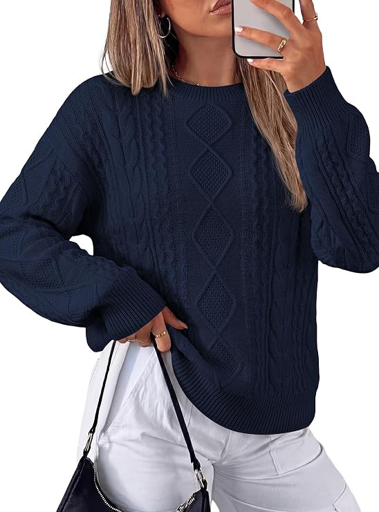 PRETTYGARDEN Womens Cable Knit Sweater Crewneck Pullover | Amazon (US)