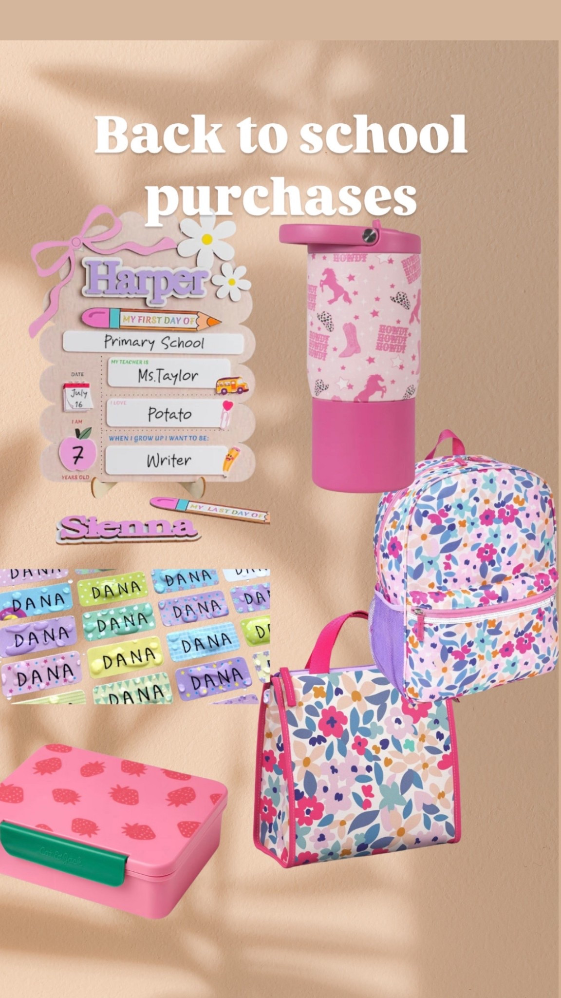 Most recent back to school purchases for a preschooler. Hydrojug, labels, $5 bookbag, $3 lunch bag, $5 lunchbox, back to school poster 

#LTKKids #LTKSaleAlert #LTKFamily