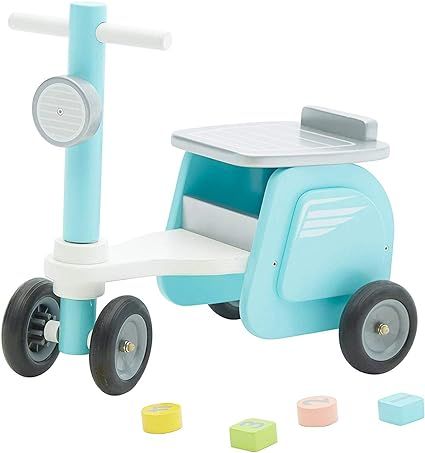 Wooden Baby Walker Baby Ride Baby Balance Bikes, Push & Pull Baby Walker Toy, Foot to Floor Blue ... | Amazon (US)