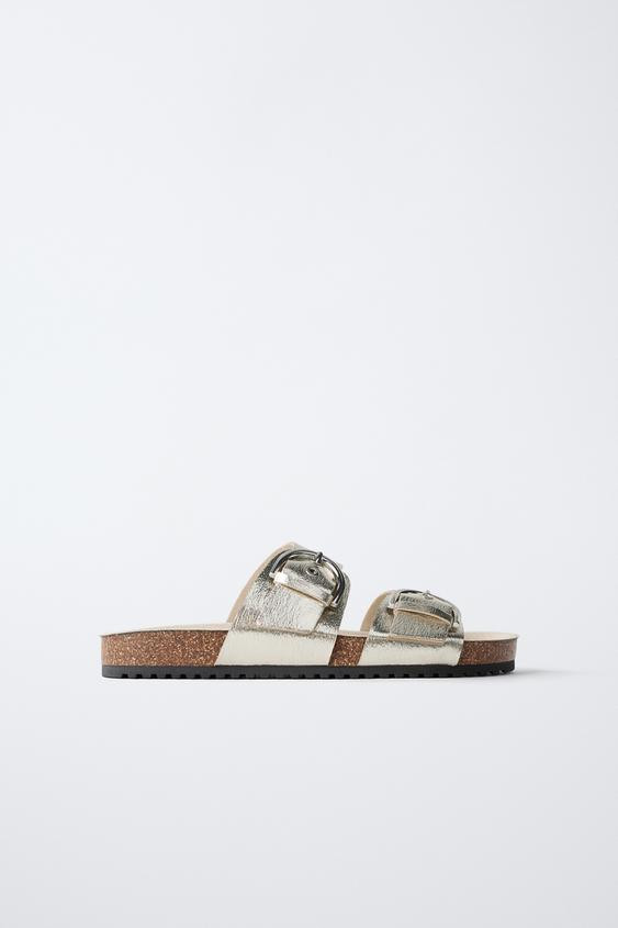 METALLIC BUCKLE SANDALS | Zara US
