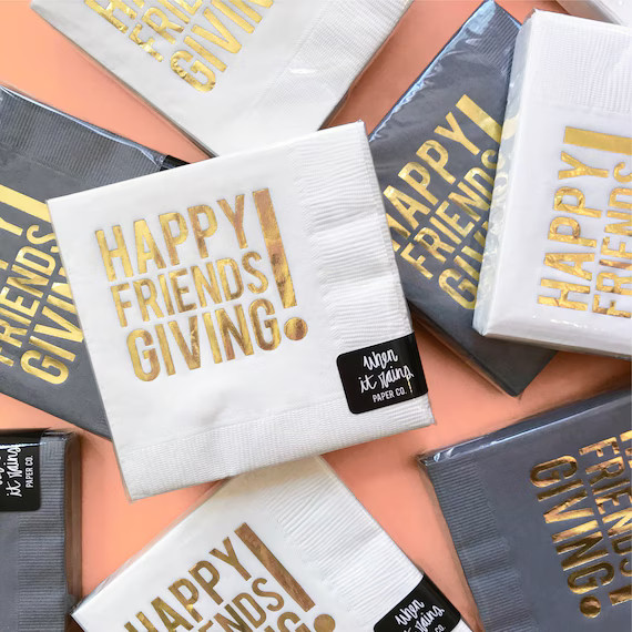 Friendsgiving Napkins Thanksgiving Cocktail Napkins | Etsy | Etsy (US)