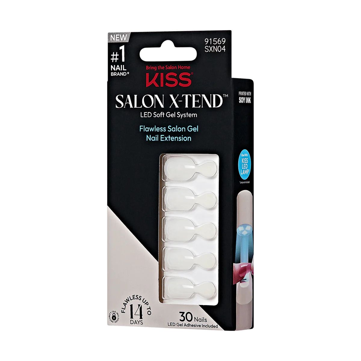 KISS Salon X-tend LED Soft Gel System Color Nails, Solid White, Short Oval, 34 Ct. | KISS, imPRESS, JOAH