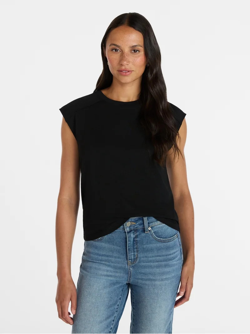 Time and Tru Women's Muscle Tank Top with Piped Trim, Sizes XS-XXXL - Walmart.com | Walmart (US)