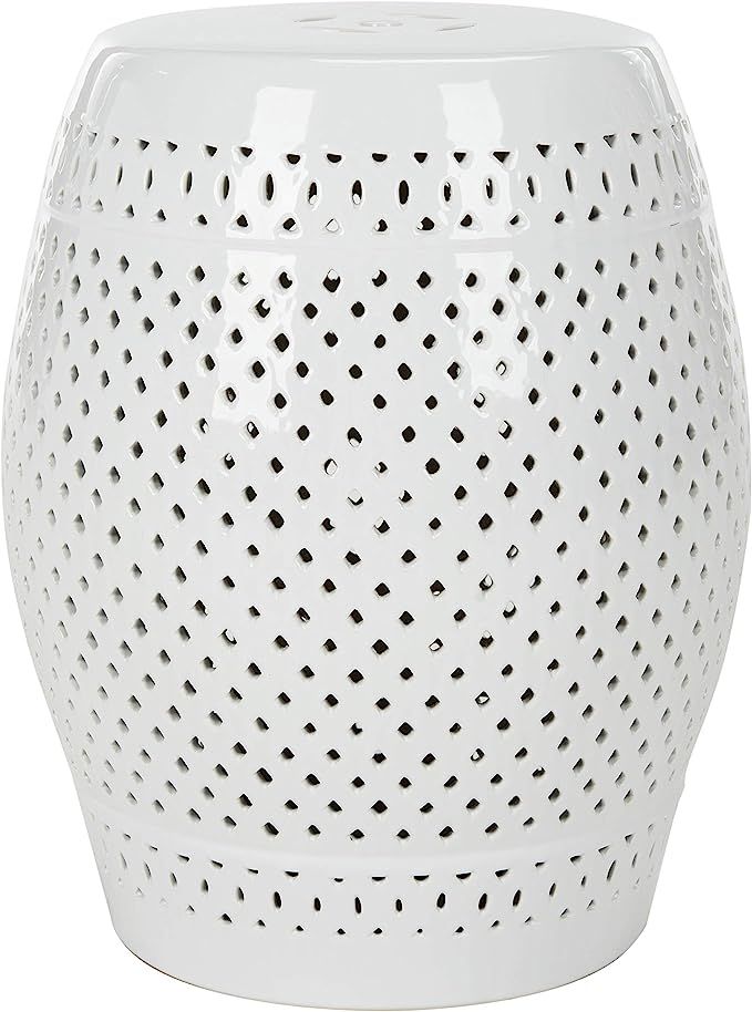 Safavieh Diamond Ceramic Decorative Garden Stool, White | Amazon (US)