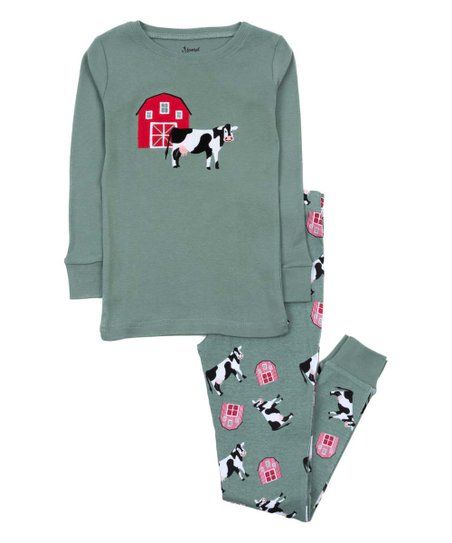 Green Cow Barn Pajama Set - Toddler & Kids | Zulily