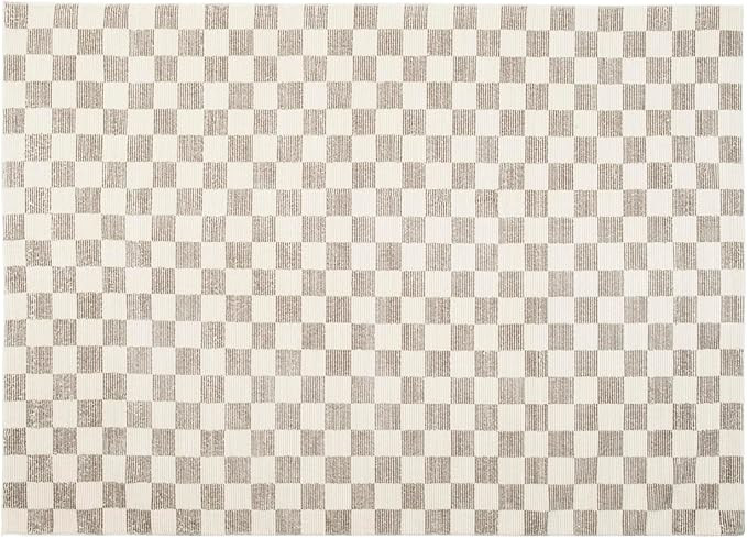 Gambit 6'7"x9' Checkered Rug Washable Area Rug for Living Room Bedroom - 100% Recycled Oeko-TEX C... | Amazon (US)