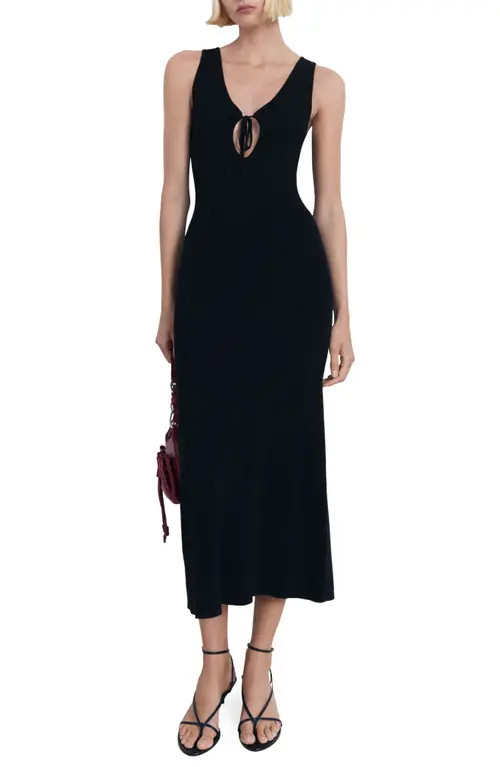 MANGO Tie Neck Sleeveless Maxi Dress in Black at Nordstrom, Size 10 | Nordstrom