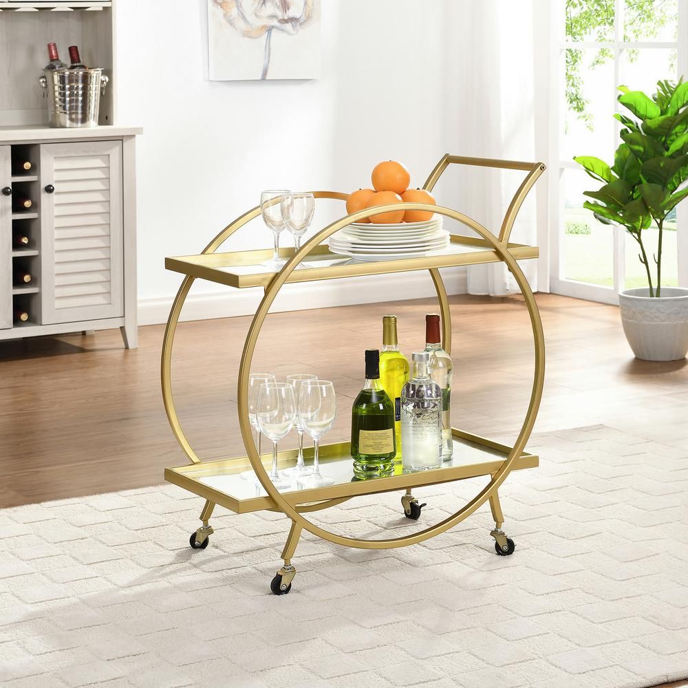 FirsTime & Co. Gold Odessa Bar Cart | The Home Depot