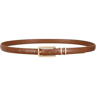 JASGOOD Women's Skinny PU Leather Belt Thin Waist Belt with Gold Buckle for Jeans Pants Dresses 0... | Amazon (US)