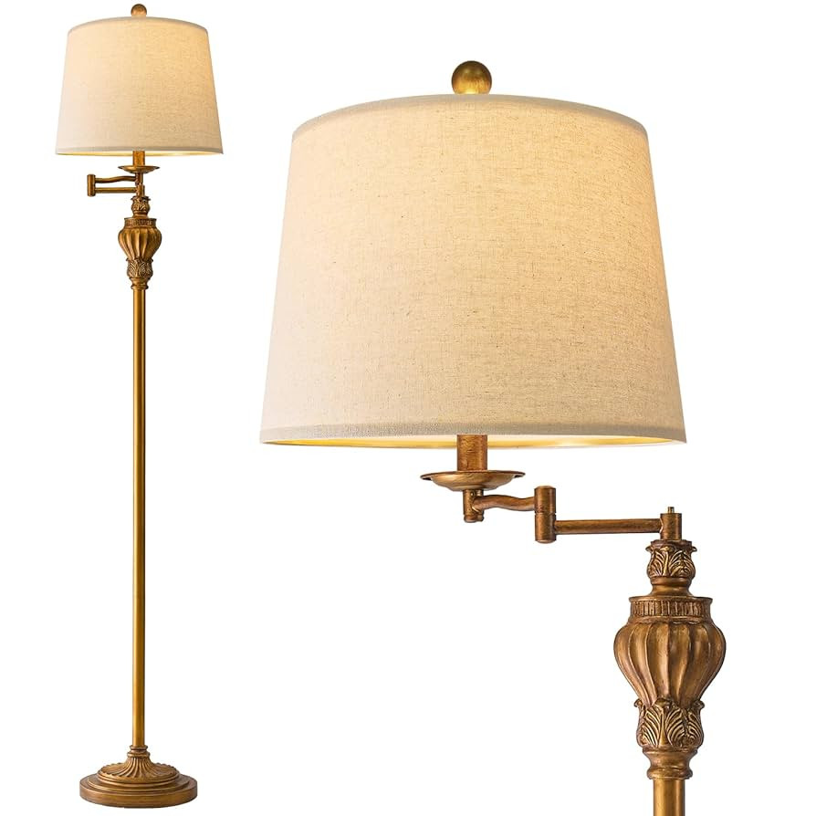 61" Vintage Floor Lamp with 350° Adjustable Swing Arm, Gold Standing Lamp for Bedroom Living Roo... | Amazon (US)
