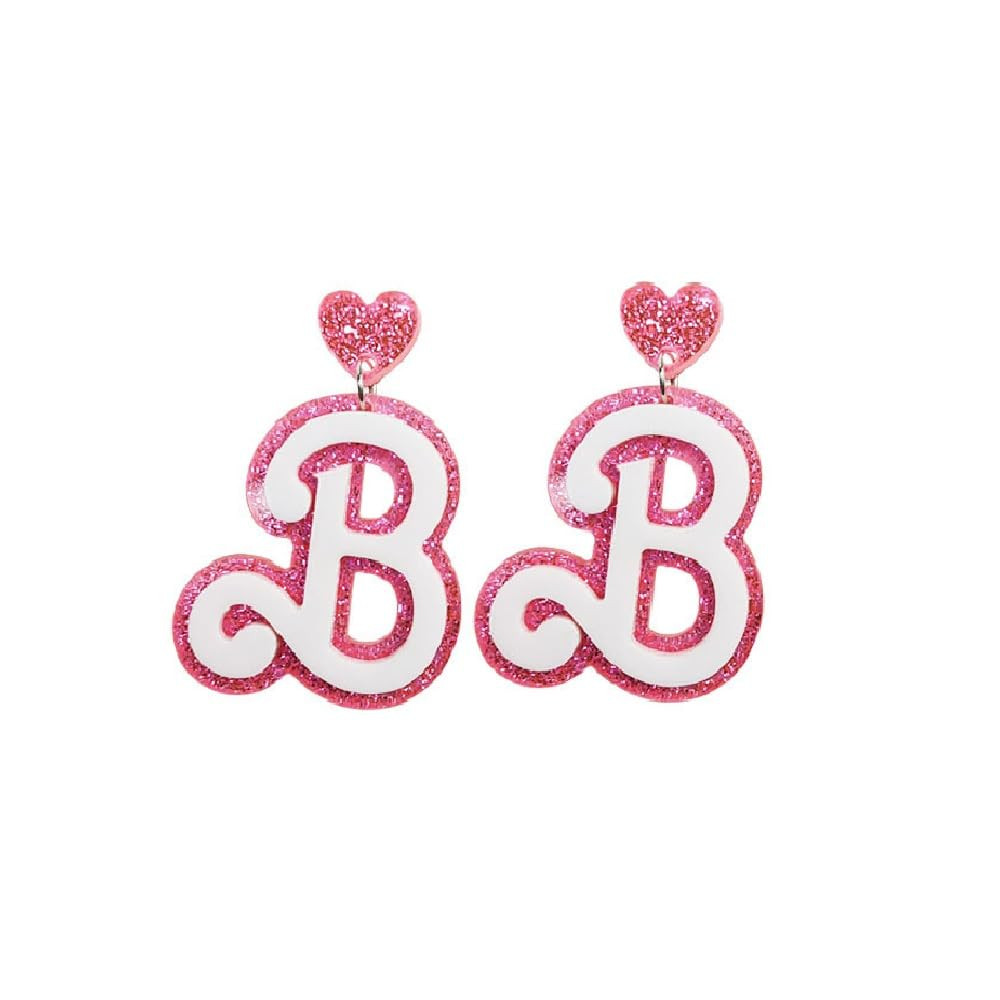 Hot Pink Letter B dangle Earrings Acrylic Lovely date Earrings Valentine's Day Christmas Earrings... | Amazon (US)