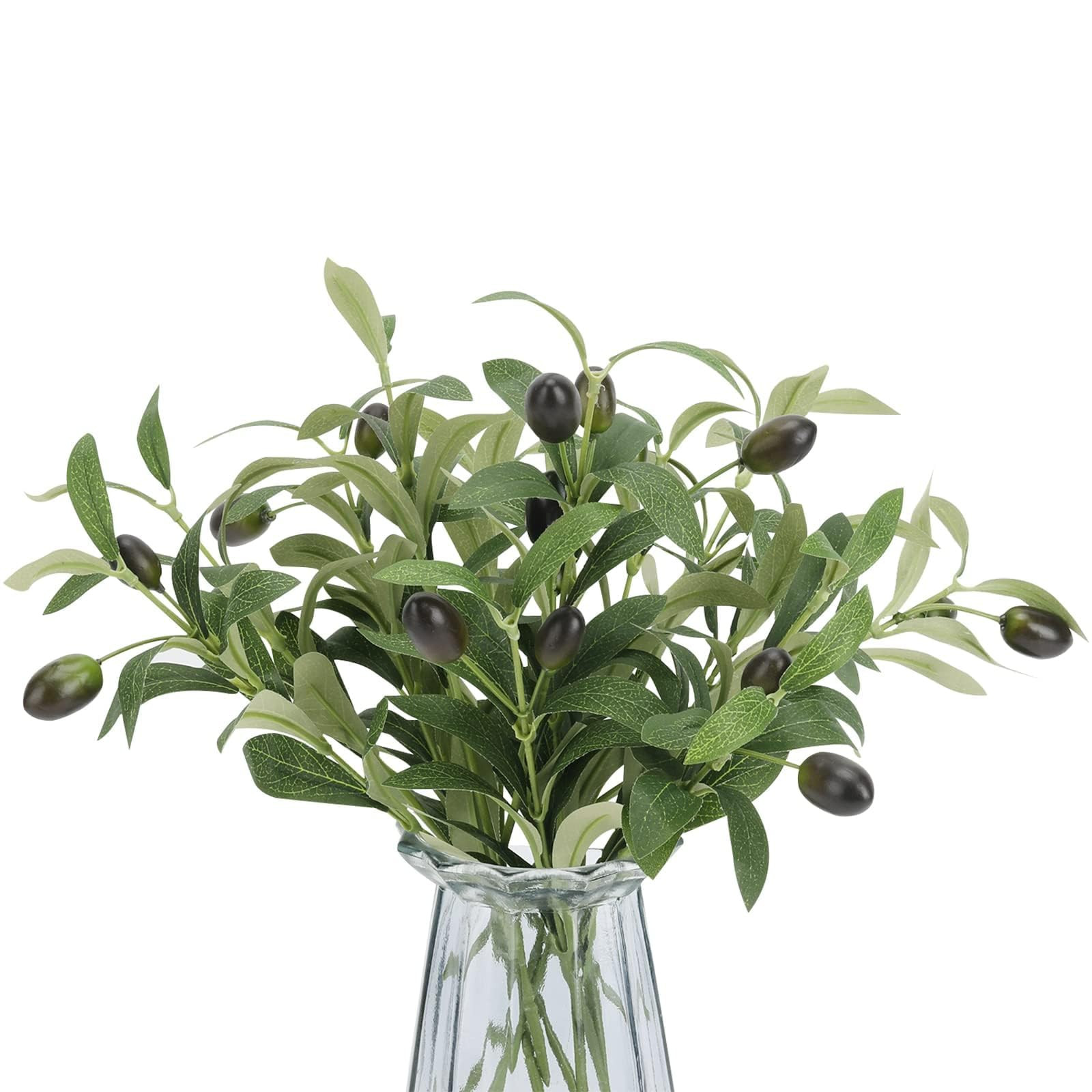 10pcs Faux Olive Leaves Stems 10” Tall Artificial Plants Olive Tree Branches for Small Vase Tab... | Amazon (US)