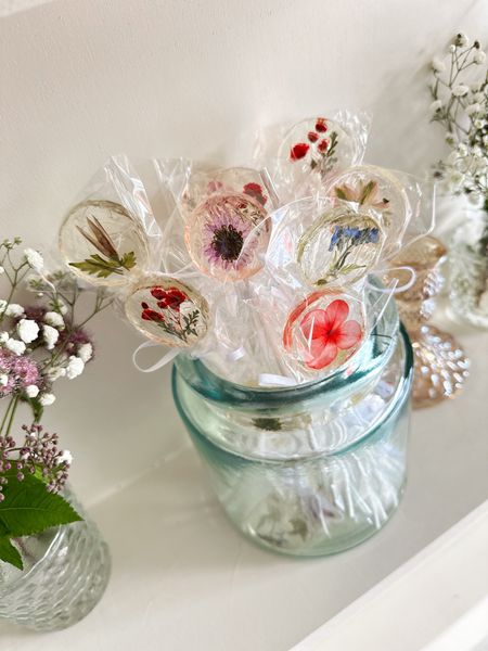 Party Theme: {Wildflowers} 
Edible floral lollipops
Flavor: strawberry 

#LTKWedding #LTKParties #LTKGiftGuide