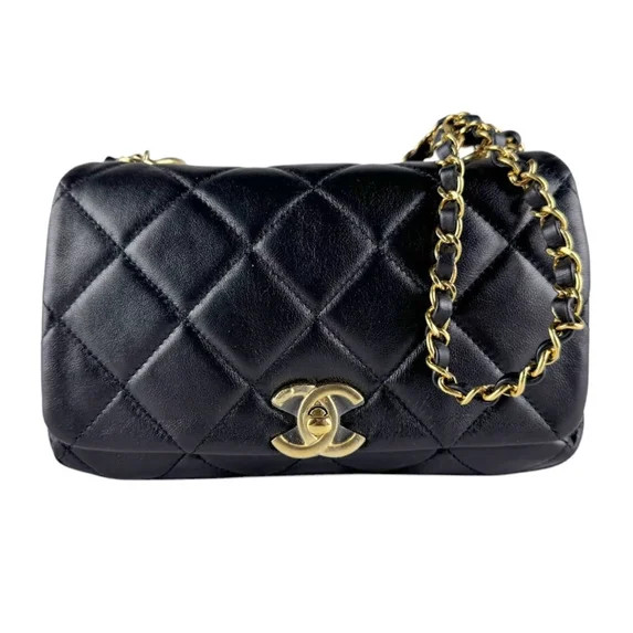 Pre-Owned Chanel CHANEL Shoulder Bag, Lambskin, Black Gold, Women's z10553 | Walmart (US)