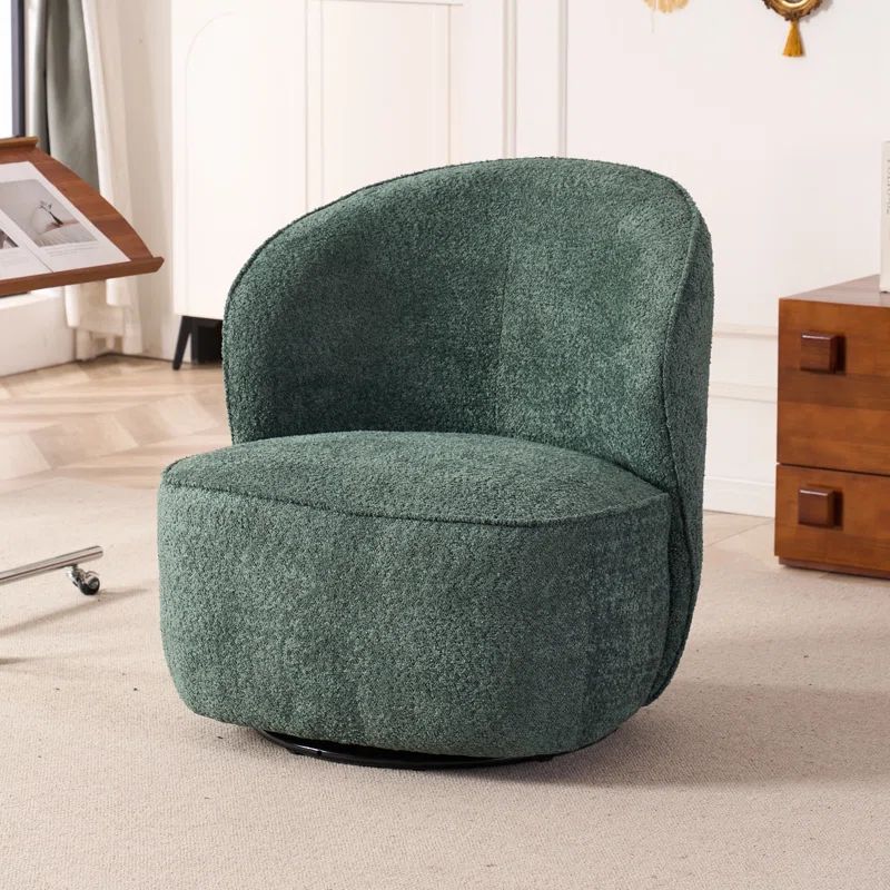 32" Wide Fully-assembled Boucle Upholstered Swivel Lounge Chair | Wayfair North America