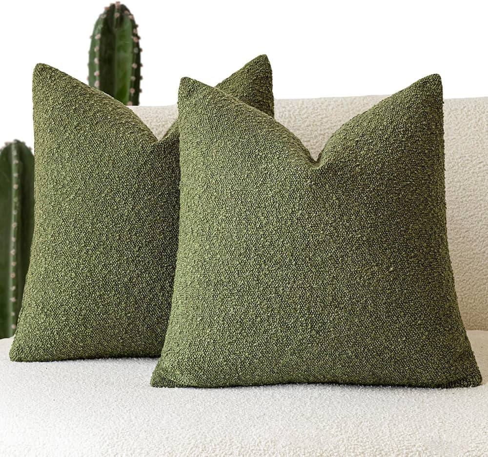Foindtower Pack of 2 Modern Textured Boucle Throw Pillow Covers Accent Solid Decorative Pillow Ca... | Amazon (US)