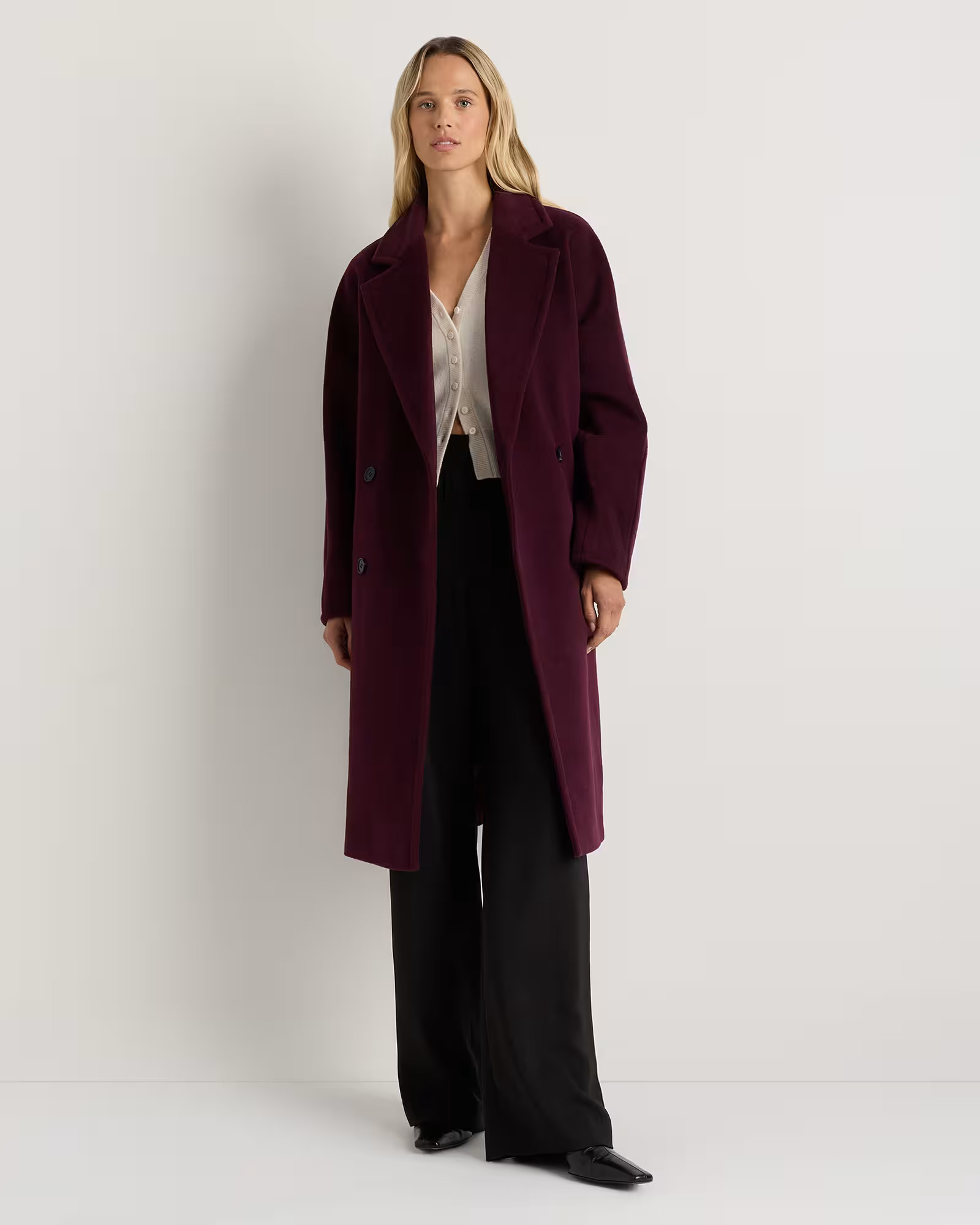 Wool Cashmere Double-Breasted Slouch Coat | Quince