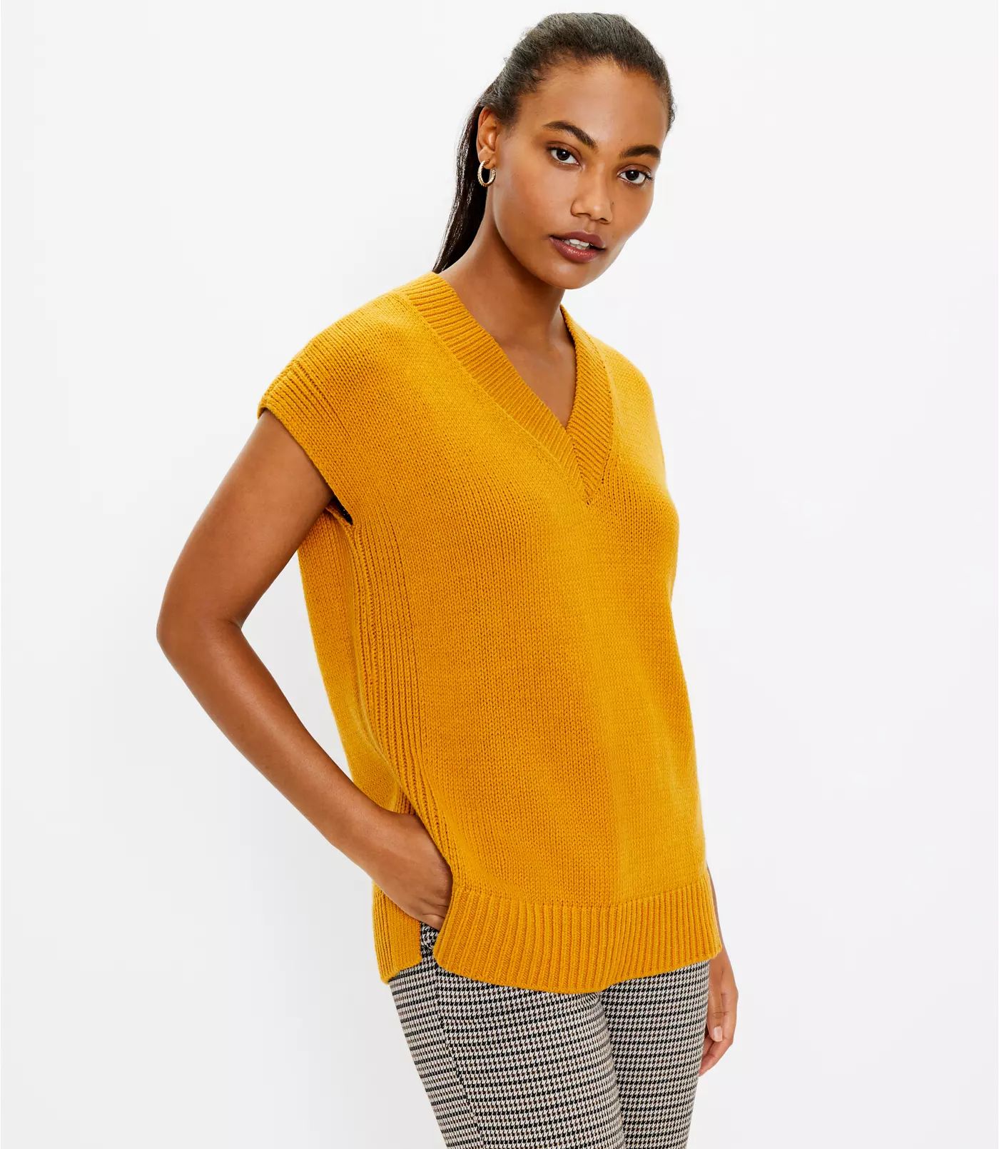 Cap Sleeve V-Neck Sweater | LOFT