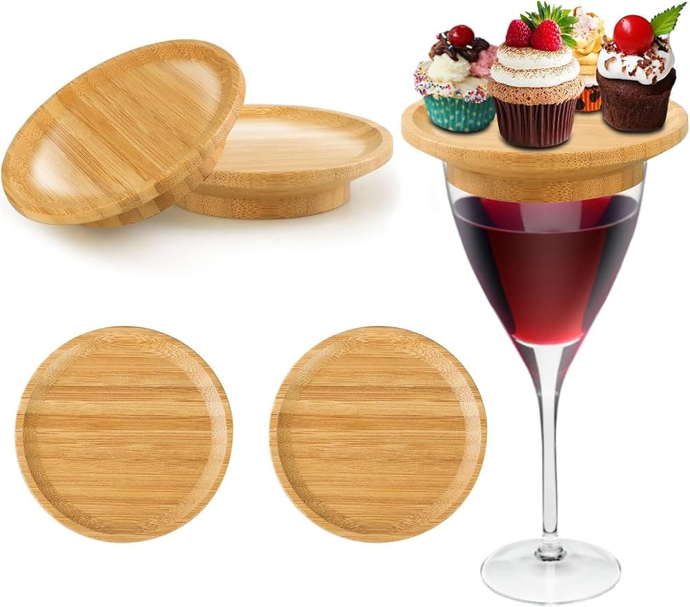 Bamboo Wine Glass Topper,Wine Glass Charcuterie Topper,Funny Wood Drinking Glass Covers Coasters ... | Amazon (US)