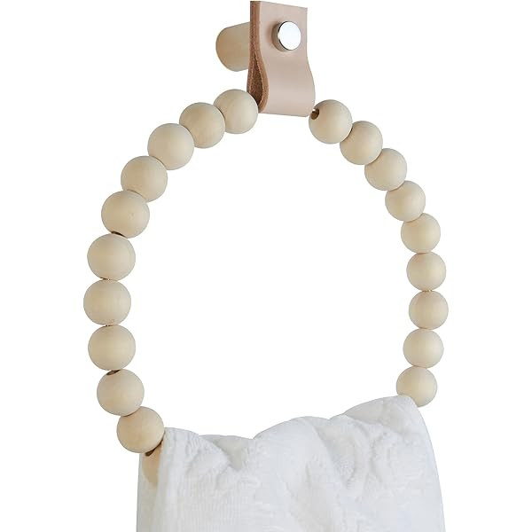 Handmade boho towel rack wood towel ring boho decor rustic farmhouse hand towel holder boho kitchen  | Amazon (US)