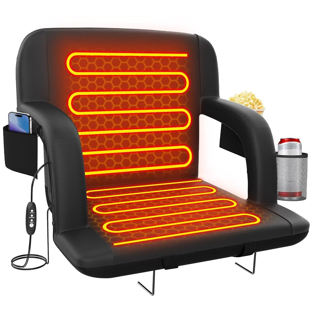 Suteck Dual-Side Heated Stadium Seat with Back Support, Wide Cushion, Foldable Bleacher Chair W/U... | Amazon (US)