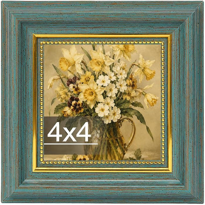 4x4 Picture Frame Green, Elegant Photo Frame with Gold Accent, 4 by 4 Frame with Plexiglass for T... | Amazon (US)