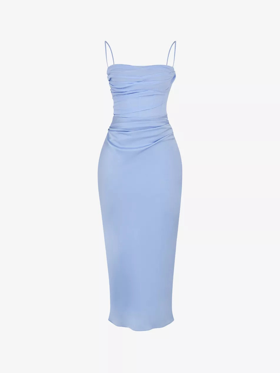 Teia gathered-front satin midi dress | Selfridges