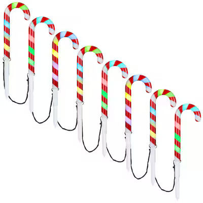 Gemmy Orchestra of Lights 8-Marker Multicolor Candy Cane Christmas Pathway Markers | Lowe's