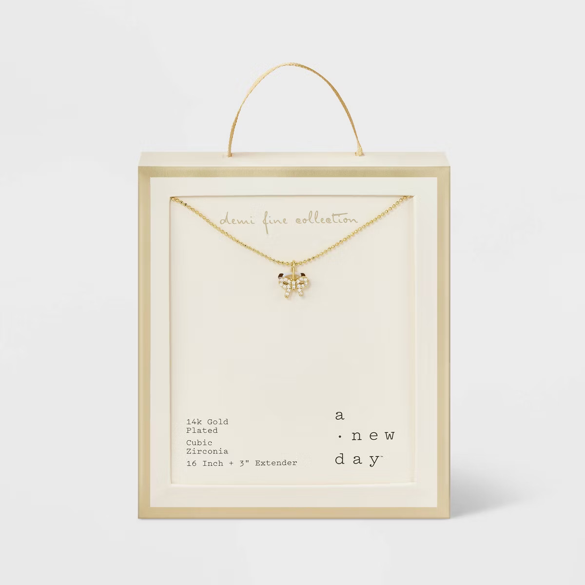 Cubic Zirconia 14k Gold Plated Pave Necklace with Extender - A New Day™ | Target