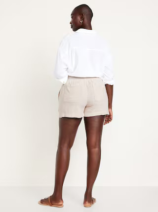 High-Waisted Linen-Blend Pull-On Shorts -- 3.5-inch inseam | Old Navy (US)