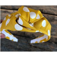 Mustard Polkadot Top Knot Turban Headband Hairband Fashion | Etsy (US)