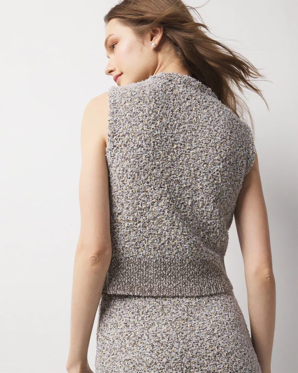 Metallic Tweed Sweater Vest | White House Black Market