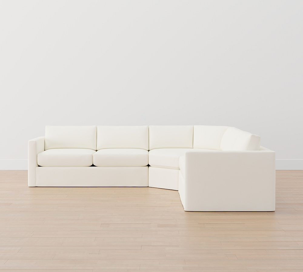 Carmel Slim Arm Slipcovered 3-Piece L-Shaped Wedge Sectional (120"–127") | Pottery Barn (US)