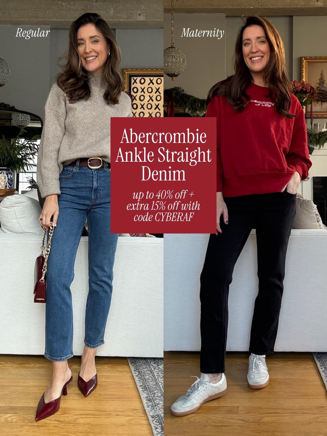 Abercrombie chic fav denim for non-maternity and maternity styles! All 25%-50% off everything plus extra 15% off code CYBERAF

#LTKSaleAlert #LTKCyberWeek #LTKBump