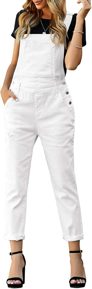 Vetinee Womens Classic Adjustable Straps Pockets Denim Bib Overalls Jeans Pants | Amazon (US)