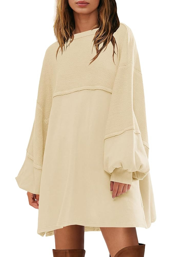 Yanekop Womens Sweatshirt Dress Long Sleeve Crewneck Sweatshirts Oversized Fall Tunic Pullover To... | Amazon (US)