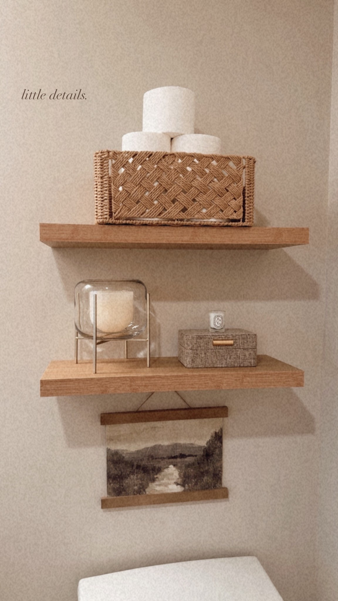 bathroom details 🤍 #floatingshelves #amazonhomefinds #Amazon  

#LTKSaleAlert #LTKHome #LTKHoliday