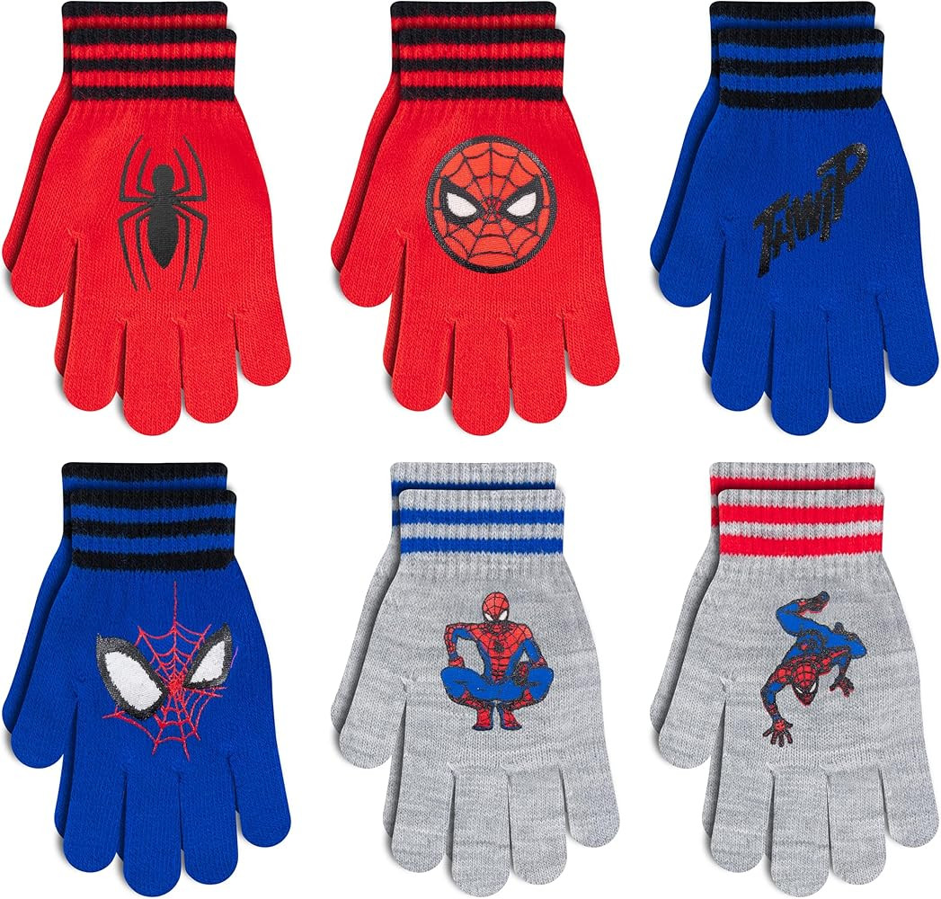 6 Pack Spiderman Boys Winter Gloves and Mittens, Avengers Kids Winter Gloves Ages 4-7, Toddler Ag... | Amazon (US)