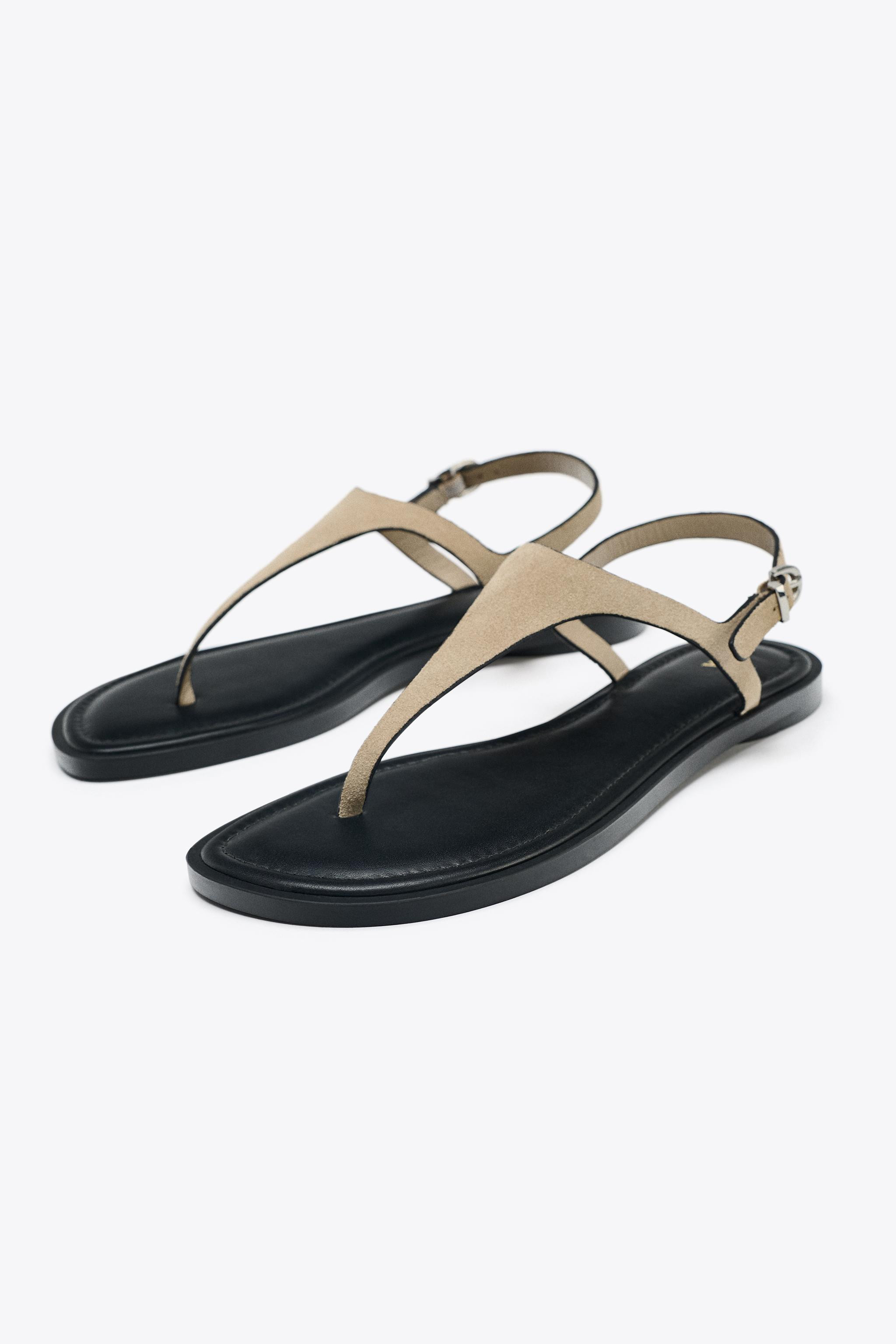 LEATHER BUCKLE STRAP SANDALS | Zara US