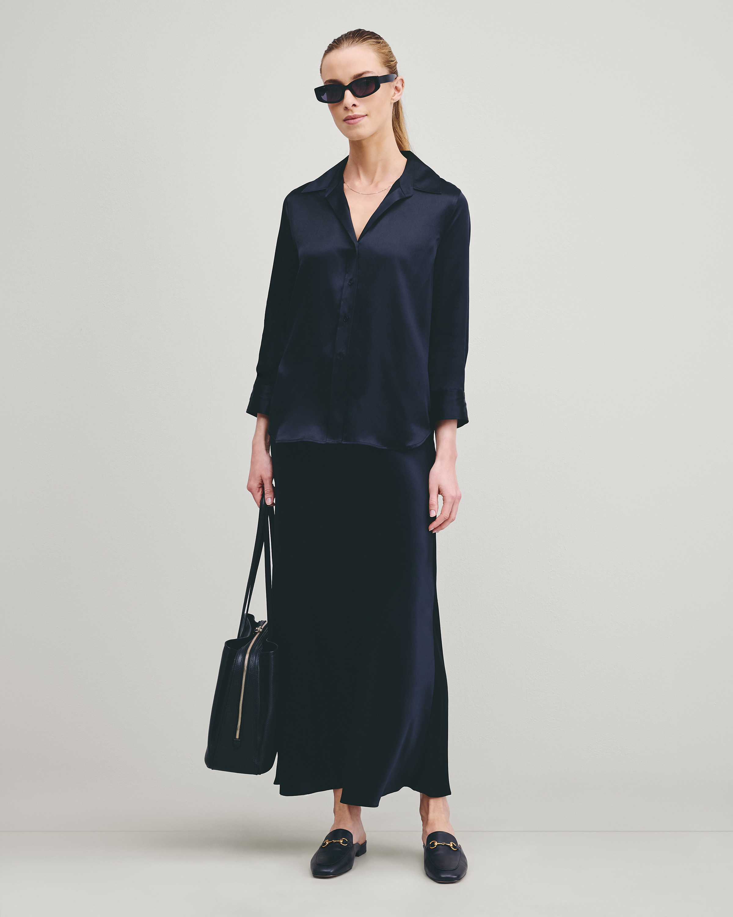 Quince | Women's Maxi Skirt in Black, Size Large, Silk | Quince
