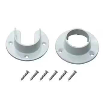 Project Source Rod Flange 2.72-in White Steel/Zinc Alloy Rod Support/End Caps (2-Pack) | Lowe's