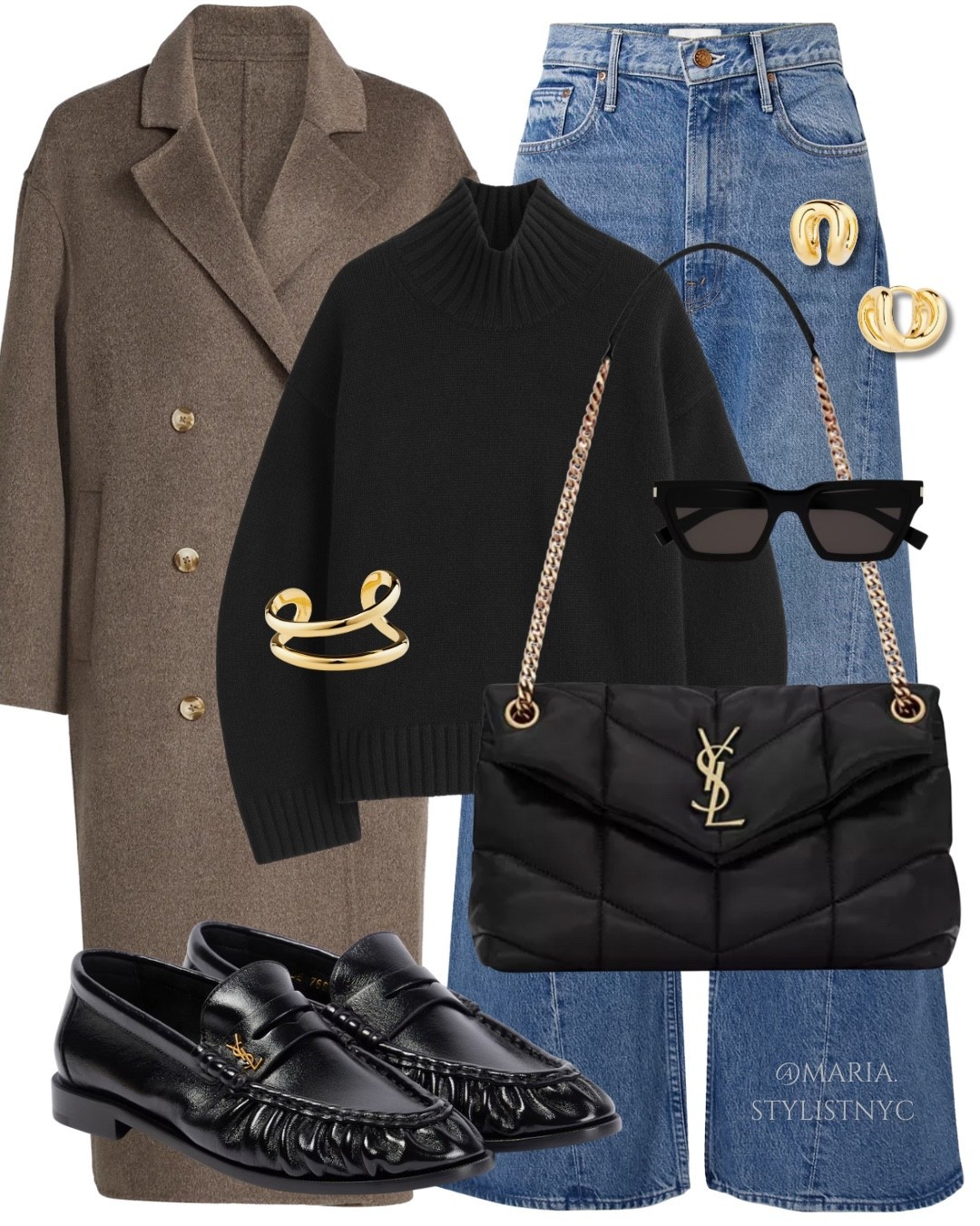 Taupe coat, black turtleneck, blue jeans, loafers outfit 

#LTKItBag #LTKStyleTip #LTKShoeCrush