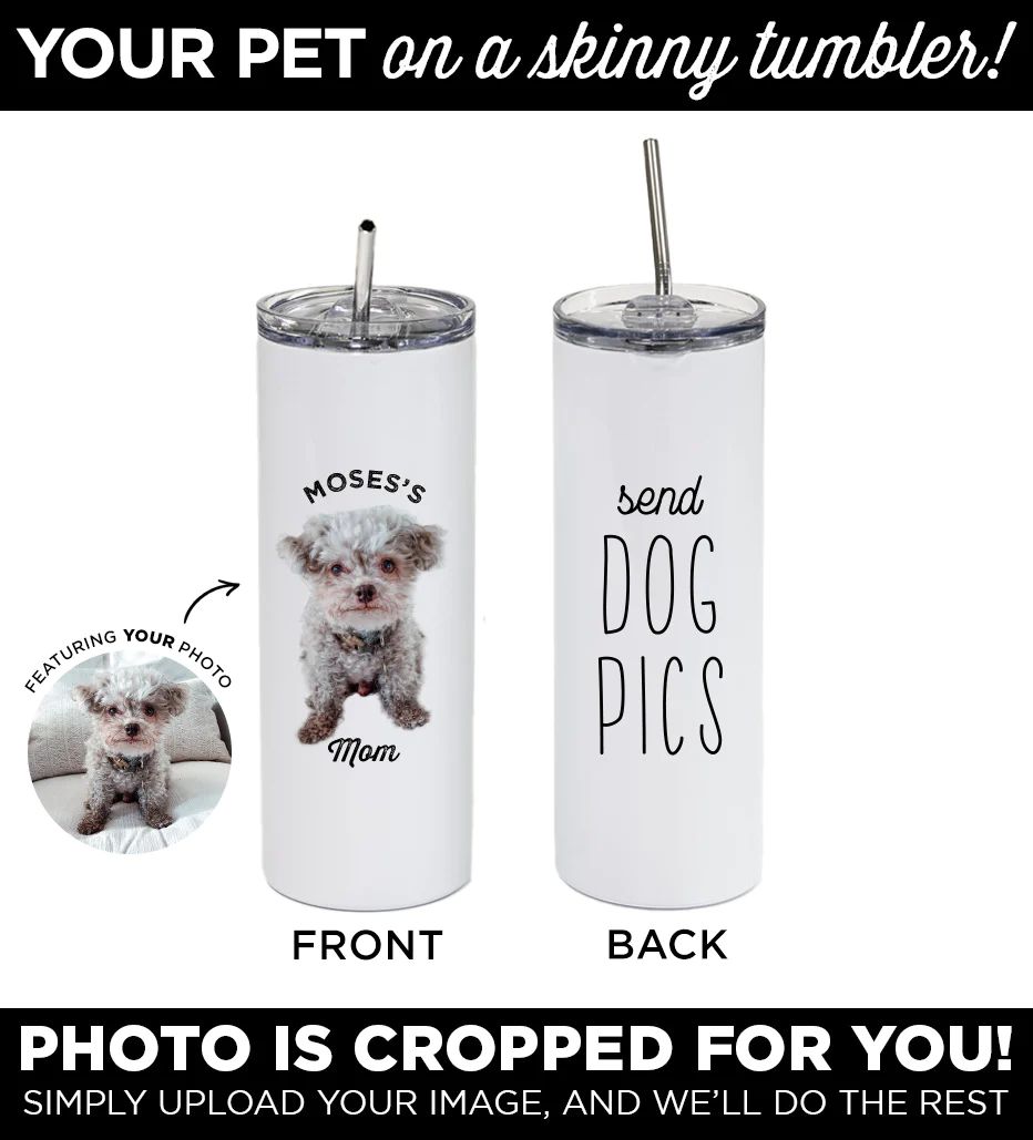 Valentine's Day Deadline Passed - Personalized Pet Skinny Tumbler with Phrase: Send Dog Pics | Type League Press