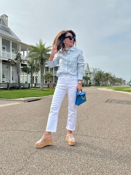 Classic and effortless 
Love wearing linen in the summer. My kick flares are a must have. Wearing a small shirt. This a slim fit so adjust accordingly 

#LTKOver40 #LTKStyleTip