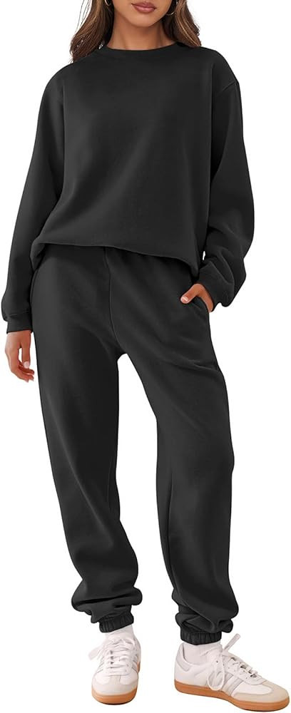 ANRABESS Women's Two Piece Outfits Sweatsuit Lounge Set Long Sleeve Crewneck Sweatshirt Jogger Pa... | Amazon (US)